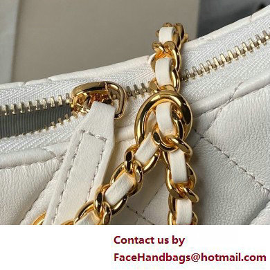 Chanel Shiny Crumpled Calfskin, Resin  &  Gold-Tone Metal Clutch with Chain Bag AP3786 White 2025